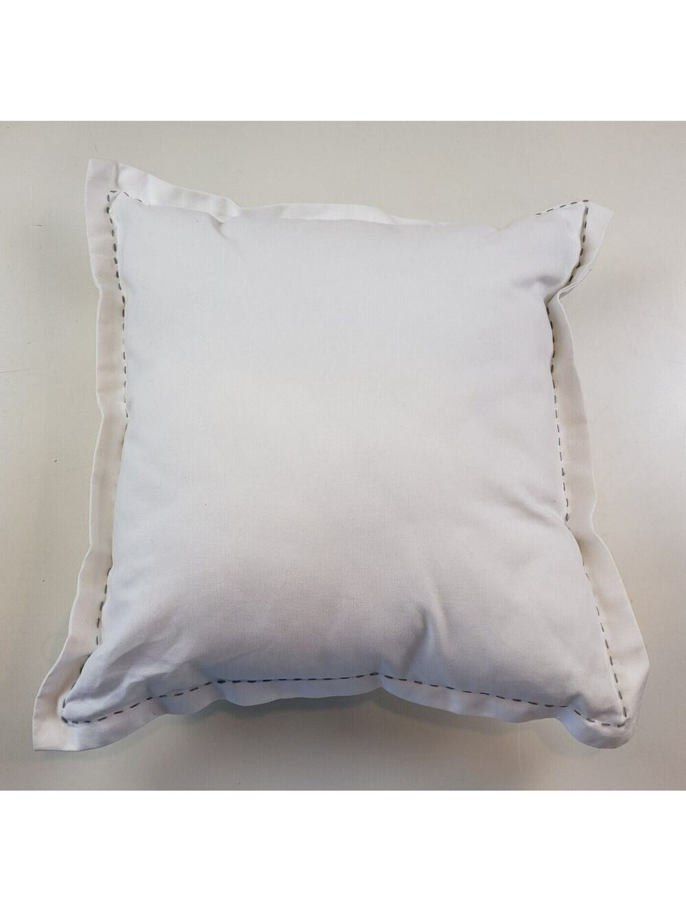 Nicole Miller Home 18" Square White Throw Pillow Gray Embroidered Border Cotton